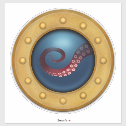 Scheepsporthole Octopus Kind kamer Nautisch zeilen Sticker (Vel)