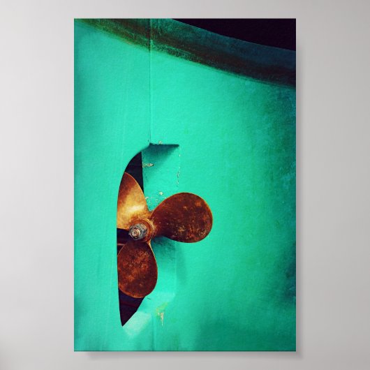 Scheepsschroefboten Nautisch Blauwgroen Poster (Voorkant)
