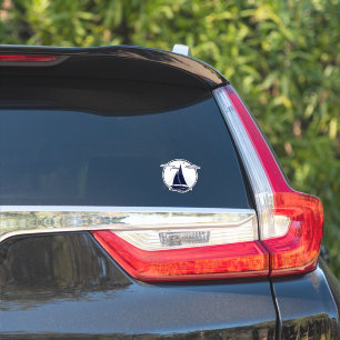 Scheepssilhouet zeilboot/zeilen in marineblauw d2 sticker