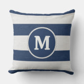 Scheepsstreep Weave Monogram Navy Wit ID1248 Kussen (Voorkant)