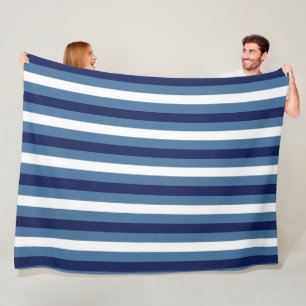 Scheepsstrepen Navy Smokey Blauwe Crisp Witte Fleece Deken