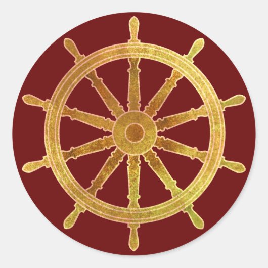 Scheepsstuurhut Ronde Sticker (Voorkant)