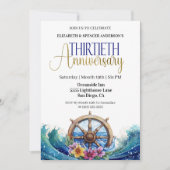 Scheepsstuurwiel 30-jarig huwelijksjubileum kaart (Voorkant)