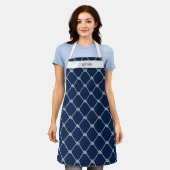 Scheepstouw Navy Blauwe  Schort (Gedragen)