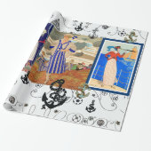 SCHEEPSVAART ART DECO SCHOONHEID MODE MET ANKERS CADEAUPAPIER (Uitgerold)