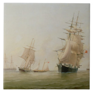Scheepsverf (olie op doek) tegeltje