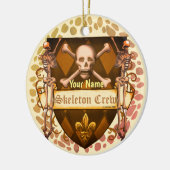 Scheepswerf met skeletbemanning keramisch ornament (Links)