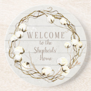 Scheepswerf Wood Twig Cotton Boll Wreater Zandsteen Onderzetter