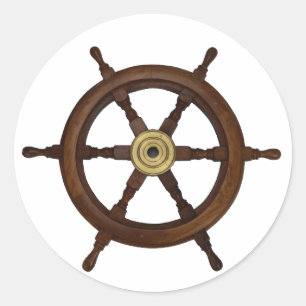 Scheepswiel, bootwiel, oud eiken stuurwiel ronde sticker