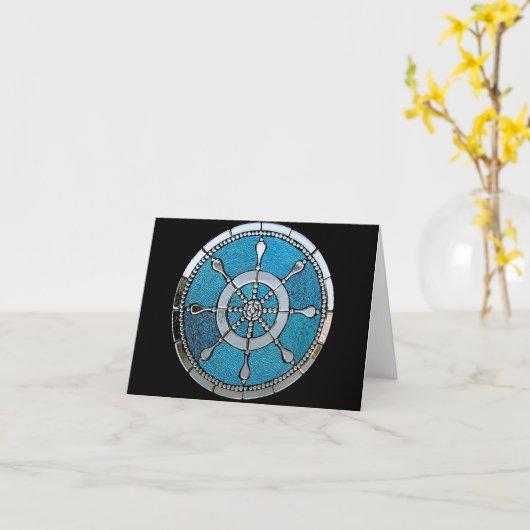 Scheepswiel Gebrandschilderde Wenskaart Kaart (Gele Bloem)