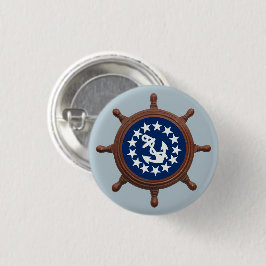 Scheepswiel, jacht vlag Pinback Button
