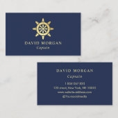 Scheepswiel Logo boot Captain Navy en Gold Visitekaartje (Voorkant / Achterkant)