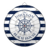 Scheepswiel met Nautical Threaded Beach House Dartbord (Voorkant)