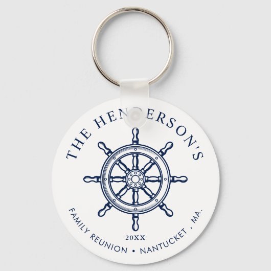 Scheepswiel met Nautical Threaded Family Reunion Sleutelhanger (Voorkant)