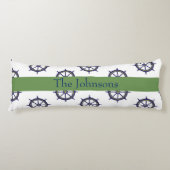 Scheepswiel Nautical Green en Blue Lichaamskussen (Voorkant)
