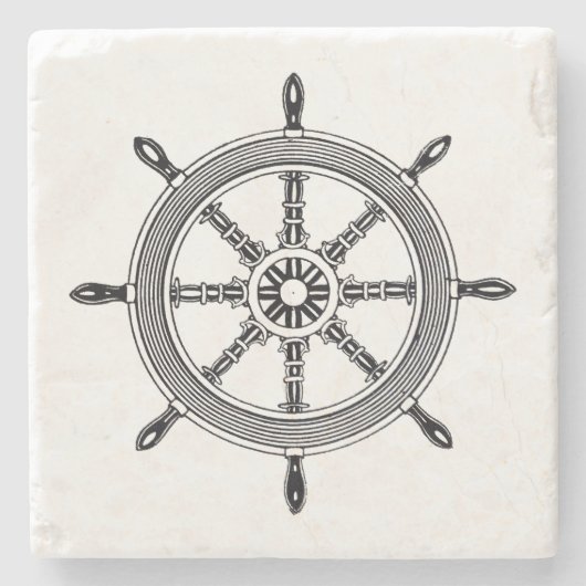  Scheepswiel Nautical Stone Onderzetter (Voorkant)