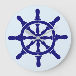 Scheepswiel op lichtste blauw grote klok