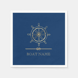 Scheepswiel van Nautical Gold, marineblauw Servet