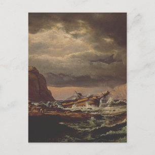 Scheepswrak aan de Noorse kust van Johan Dahl Aankondigingskaart