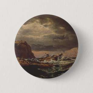 Scheepswrak aan de Noorse kust van Johan Dahl Ronde Button 5,7 Cm