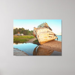 Scheepswrak aan wal canvas afdruk