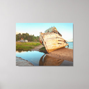 Scheepswrak aan wal canvas afdruk