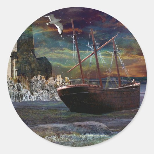 Scheepswrak bij Pixie Cove Ronde Sticker (Voorkant)