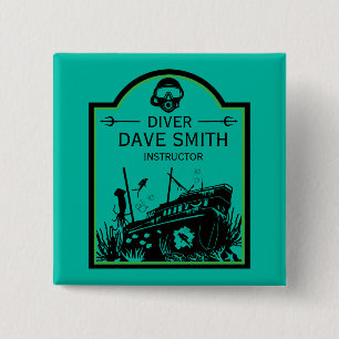 Scheepswrak Duikers Vierkante Button 5,1 Cm