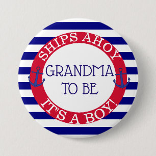 Scheepvaart Ahoy, het is een jongen Baby shower om Ronde Button 7,6 Cm