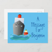 Scheepvaart en cartoon sleepboot briefkaart (Voorkant / Achterkant)