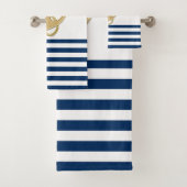 Scheepvaart,Gouden Anker Marineblauw Witte Strepen Bad Handdoek (Insitu)