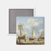 Scheepvaart in Calm Water met figuren van de kust Magneet (Voorkant / Achterkant)