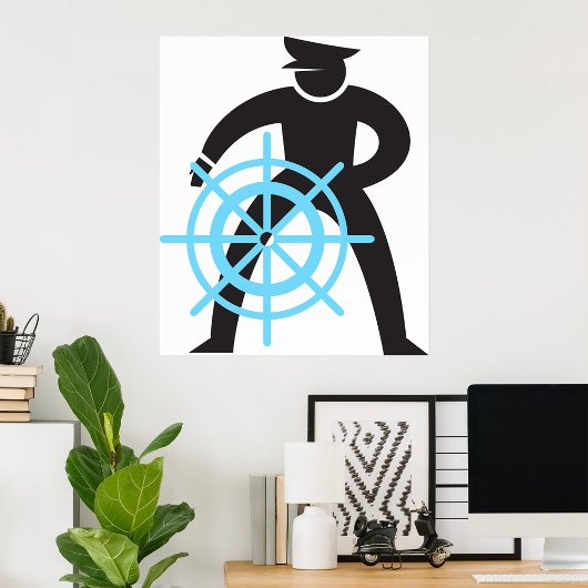 Scheepvaart kapitein bij de helm poster