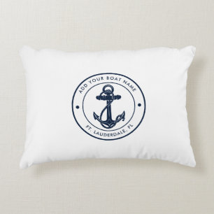 Scheepvaart Marine Blauw Anker Boot Naam Op Maat Accent Kussen