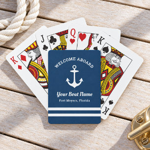 Scheepvaart Marine Welkom Aan Boord Bootnaam Pokerkaarten