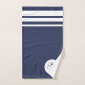 Scheepvaart Marineblauw Witte Strepen Anker Monogr Bad Handdoek (Handdoek)