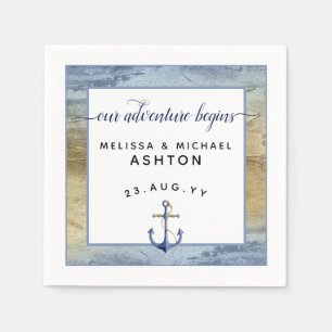 #Scheepvaart Navy Blauwe Gouden Aquarel Evenement Servet
