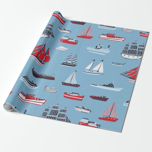  scheepvaartpatroon cadeaupapier (Uitgerold)