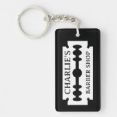 Scheermesje logo custom kapperszaak sleutelhanger  (Voorkant)