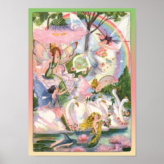 Scheermessen, zeemeerminnen en zwanen afdrukken poster (Voorkant)