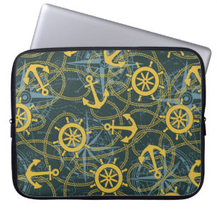 Scheerpende en touw voor anker zee met roos laptop sleeve