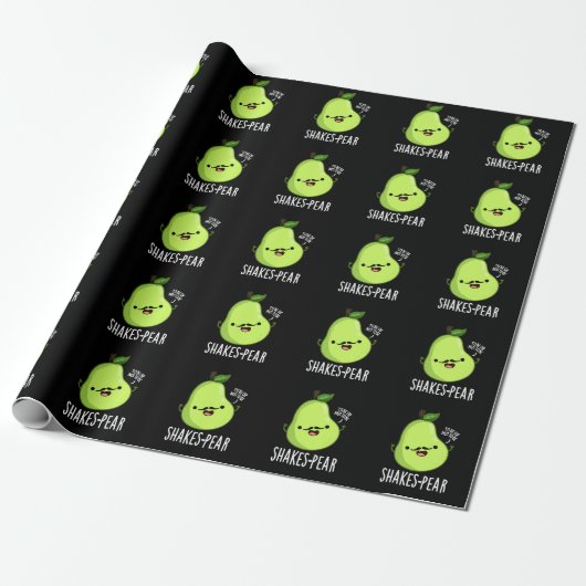Scheerpeuk Funny Pear Fruit Pun Dark BG Cadeaupapier (Uitgerold)