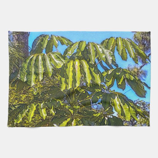 Schefflera Paraplu's Keukenhanddoek 1 (Horizontaal)