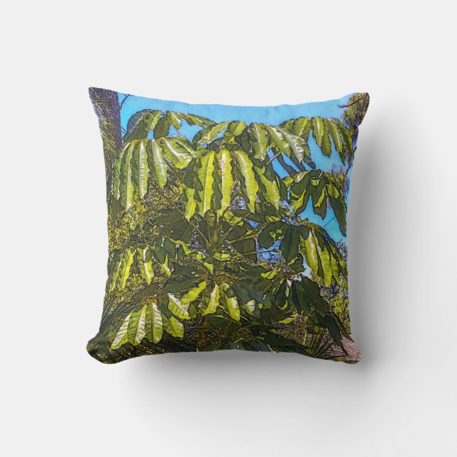 Schefflera Umbrellas Throw Pillow Kussen (Voorkant)