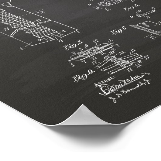 Scheidbare Fastener 1917 Patent Art Chalkboard Poster (Hoek)