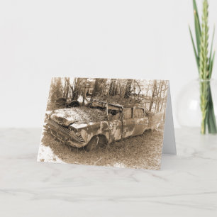 Scheiding, Humor, Vintage Gesloopte Auto Kaart