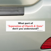 Scheiding van kerk en staat bumpersticker (Op auto)