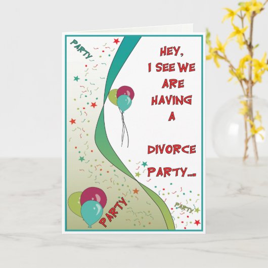 Scheidingsfeest Kaart (Gele Bloem)