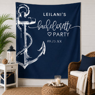 Schel anchor vrijgezellenfeest navy wandkleed