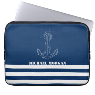 Schelanker, Marineblauwe Strepen Zeiler Laptop Sleeve